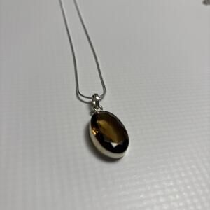 Smoky Topaz Faceted Pendant Sterling Silver 925 Necklace 42 Carat Bezel Gemstone